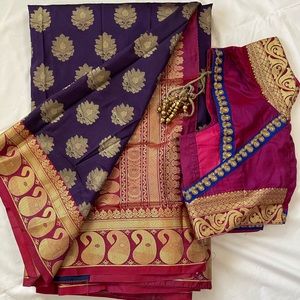 Deep purple silk sarre